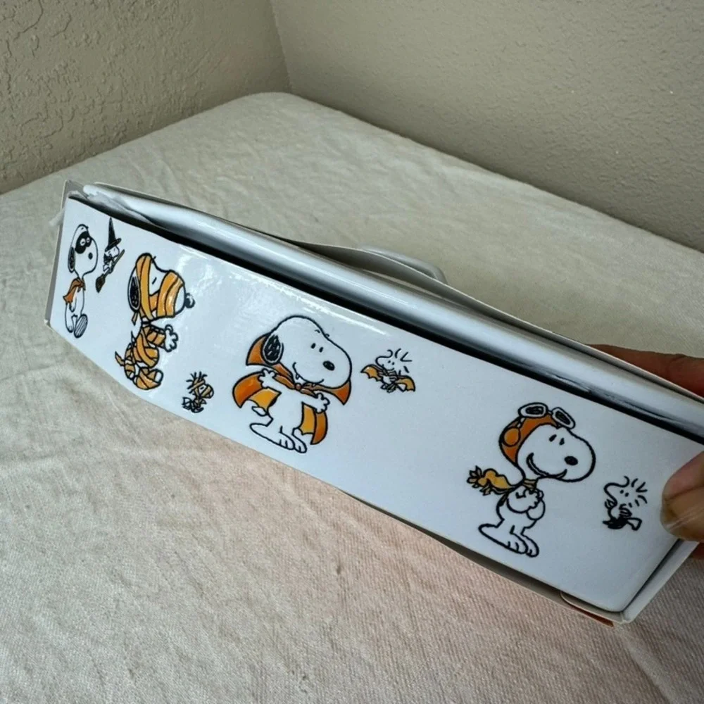 Zrike Peanuts Halloween Coffin Shaped Baking Dish Baker with Lid Haunted Snoopy